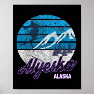Alaska Usa America Ski Resort Snowboarding Skiing Poster
