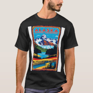 Alaska USA American Vintage Poster Tourism Travel T-Shirt