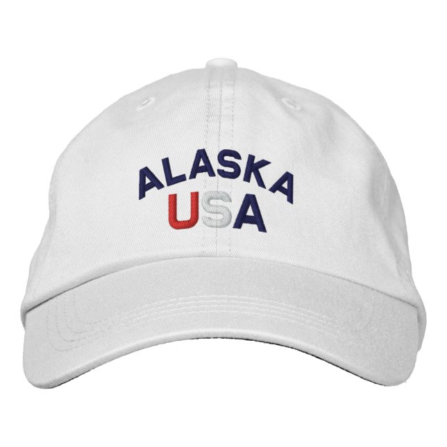 Alaska USA Embroidered White Hat (Front)