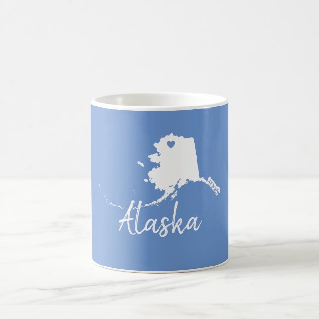 Alaska usa state map with heart shape design  coffee mug (Center)