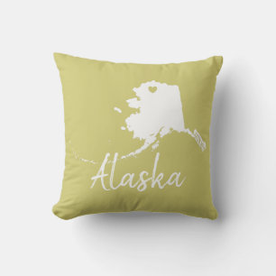 Alaska usa state map with heart shape design   cushion