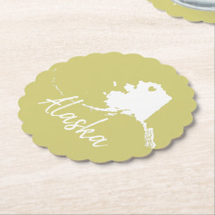 Alaska usa state map with heart shape design paper coaster