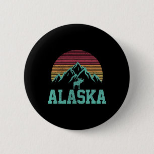 Alaska Vintage Moose Outdoor Nature Hiking Souveni 6 Cm Round Badge