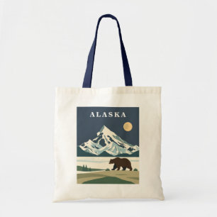 Alaska Vintage Travel Grizzly Bear Tote Bag