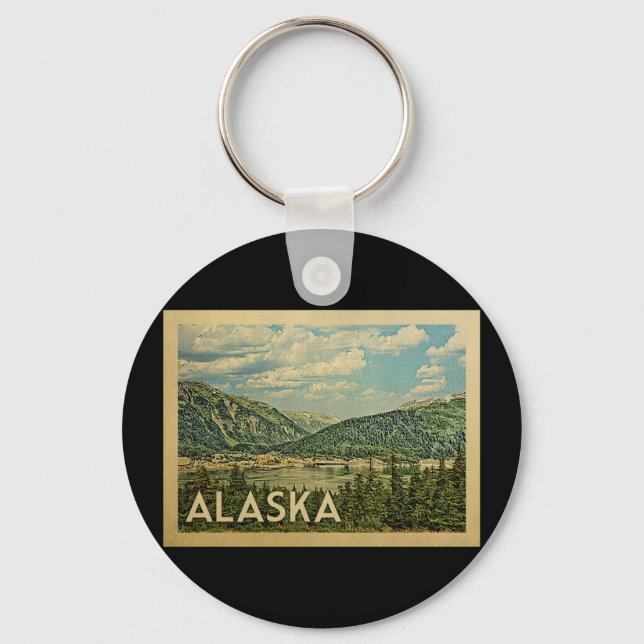 Alaska Vintage Travel Key Ring (Front)