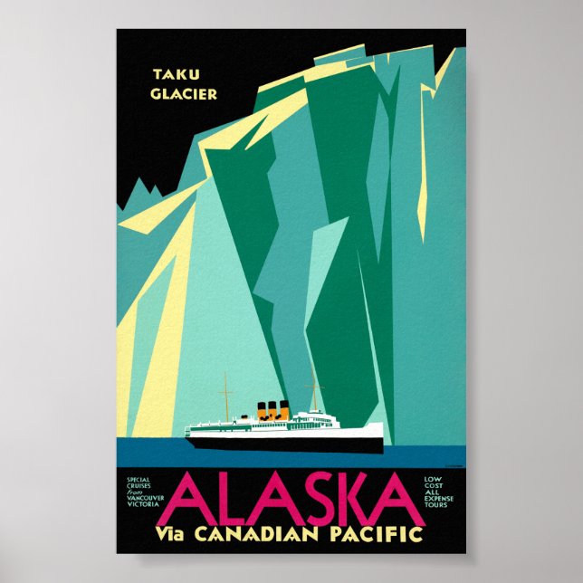 Alaska Vintage Travel Poster Restored (Front)