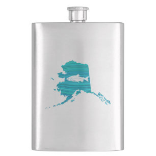 Alaska Wave Salmon Fishing Hip Flask