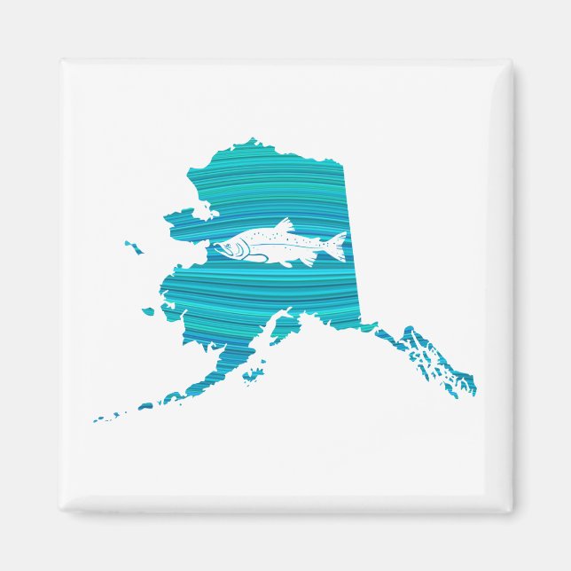 Alaska Wave Salmon Fishing Magnet (Front)