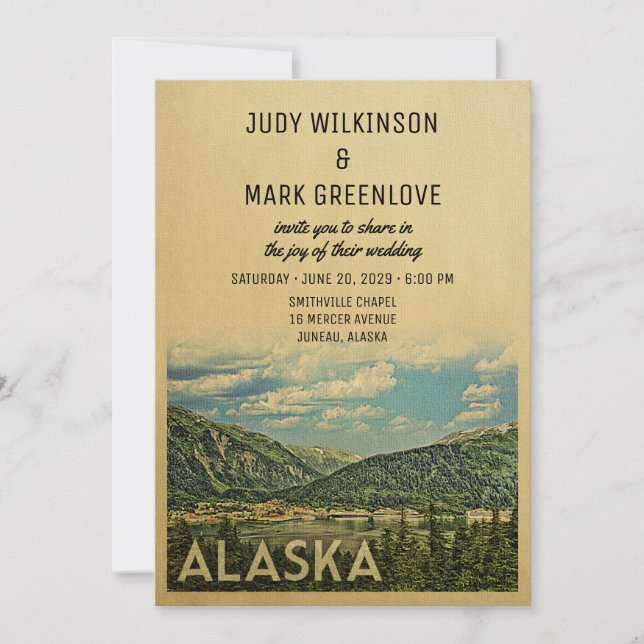 Alaska Wedding Invitation Vintage Mid-Century (Front)
