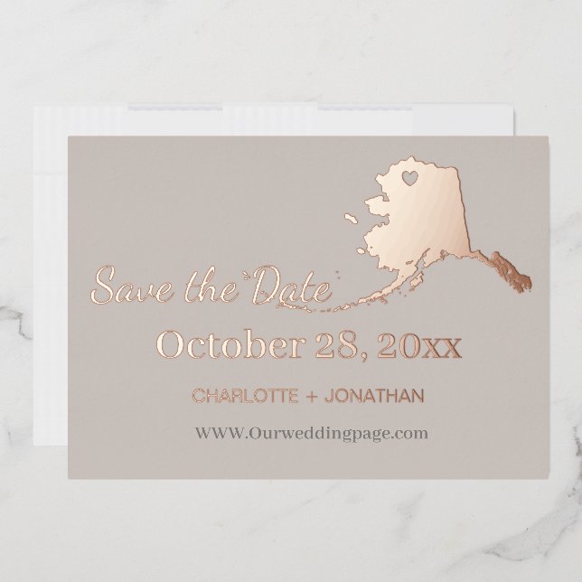 Alaska Wedding Save The Date Rose Gold (Envelope)
