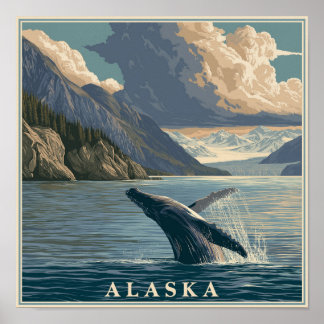 Alaska Whale Breach Poster