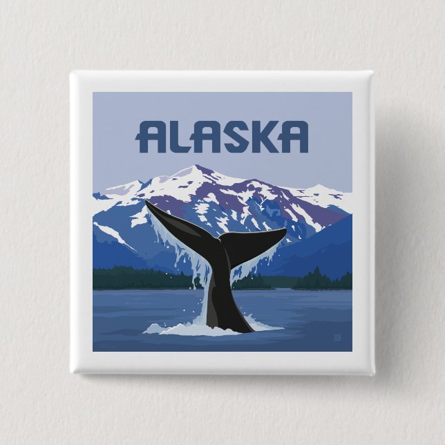 Alaska | Whale Tale 15 Cm Square Badge (Front)