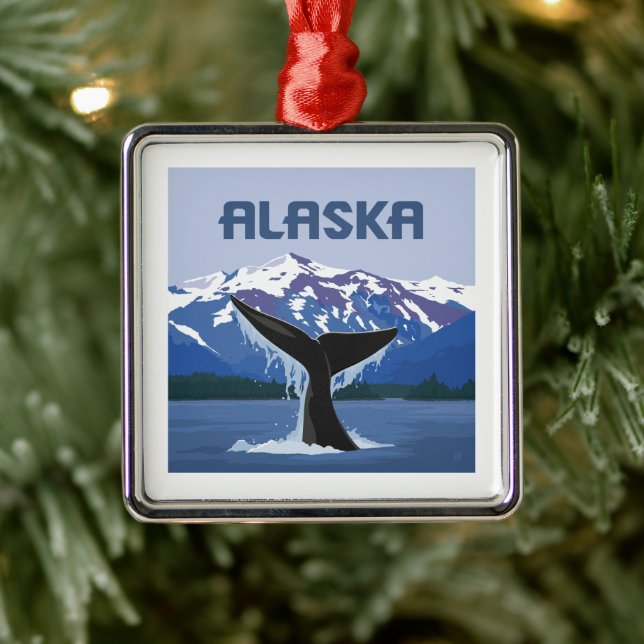 Alaska | Whale Tale Metal Ornament (Tree)