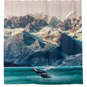Alaska whale watching: boat excursion. shower curtain