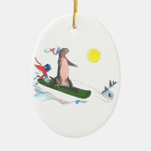 Alaska Whimsical Christmas Wildlife Oval Ornament