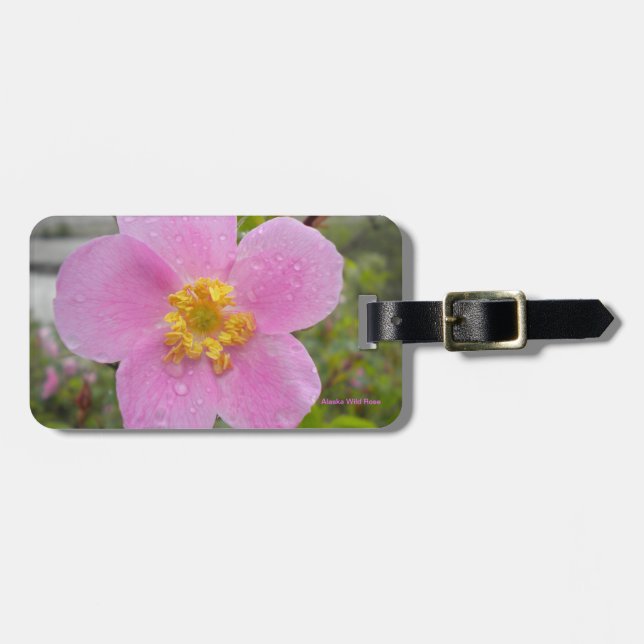 Alaska Wild Rose Luggage Tag (Front Horizontal)