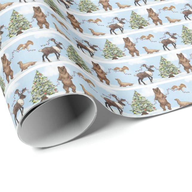 Alaska Wildlife Holiday Wrapping Paper (Roll Corner)