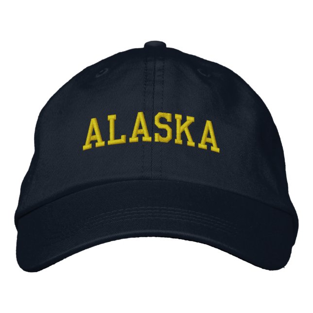 ALASKA Yellow Gold on Navy Blue Embroidered Hat (Front)