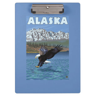 AlaskaBald Eagle Vintage Travel Poster Clipboard