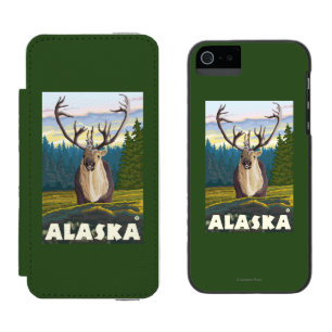 AlaskaCaribou in the Wild Vintage Travel Incipio Watson™ iPhone 5 Wallet Case