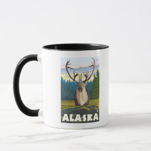 AlaskaCaribou in the Wild Vintage Travel Mug