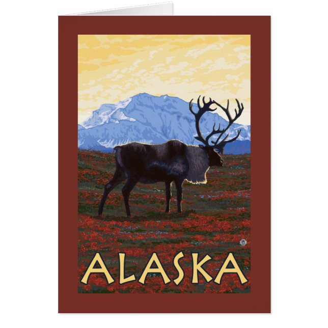 AlaskaCaribou Vintage Travel Poster (Front)
