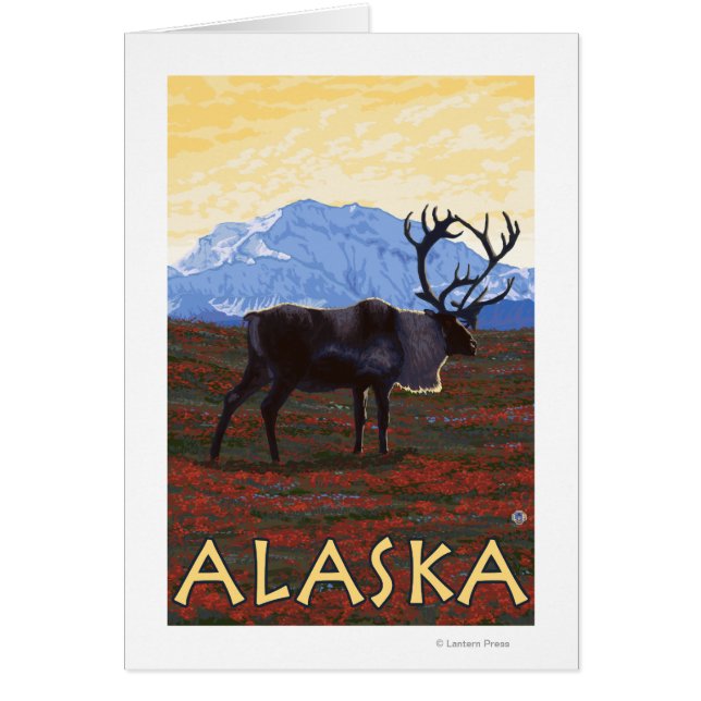 AlaskaCaribou Vintage Travel Poster (Front)