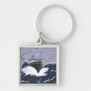 AlaskaCrab Boat Vintage Travel Poster Key Ring