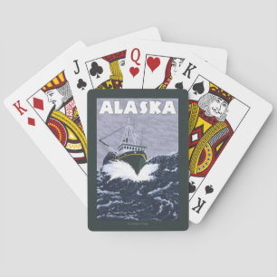 AlaskaCrab Boat Vintage Travel Poster Playing Cards