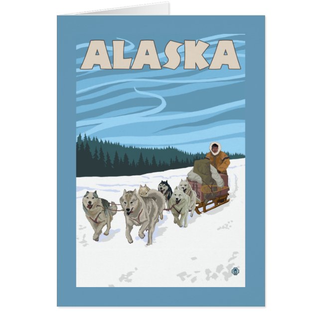 AlaskaDogsledding Vintage Travel Poster (Front)