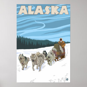 AlaskaDogsledding Vintage Travel Poster