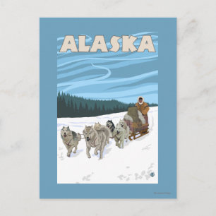 AlaskaDogsledding Vintage Travel Poster Postcard