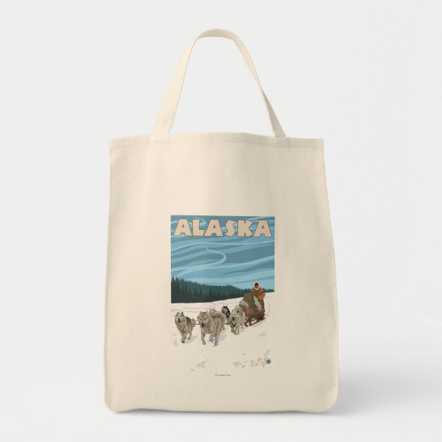 AlaskaDogsledding Vintage Travel Poster Tote Bag (Front)