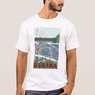 AlaskaFly Fisherman Vintage Travel Poster T-Shirt