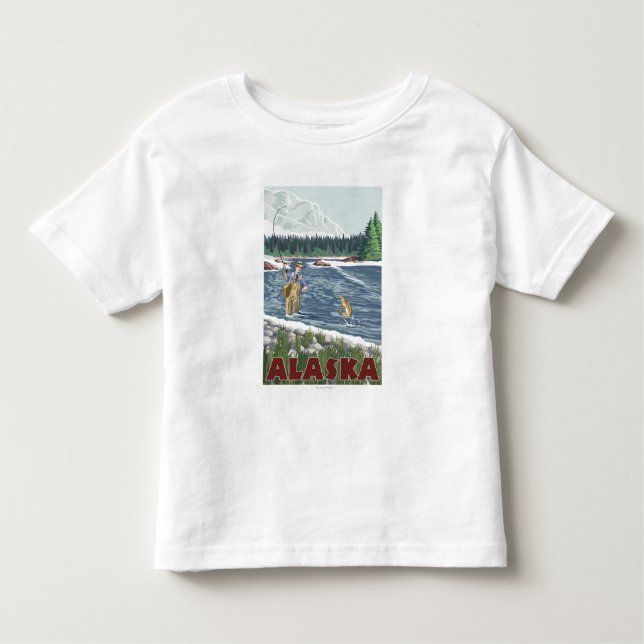 AlaskaFly Fisherman Vintage Travel Poster Toddler T-Shirt (Front)