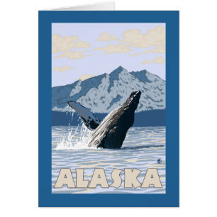 AlaskaHumpback Whale Vintage Travel Poster