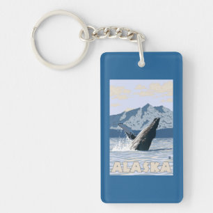 AlaskaHumpback Whale Vintage Travel Poster Key Ring