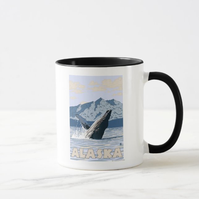 AlaskaHumpback Whale Vintage Travel Poster Mug (Right)