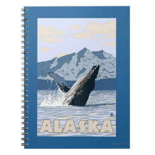 AlaskaHumpback Whale Vintage Travel Poster Notebook