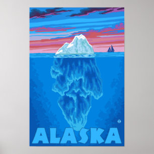 AlaskaIceberg Vintage Travel Poster