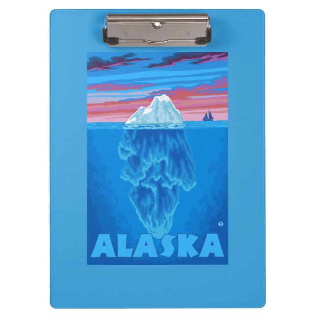 AlaskaIceberg Vintage Travel Poster Clipboard (Front)