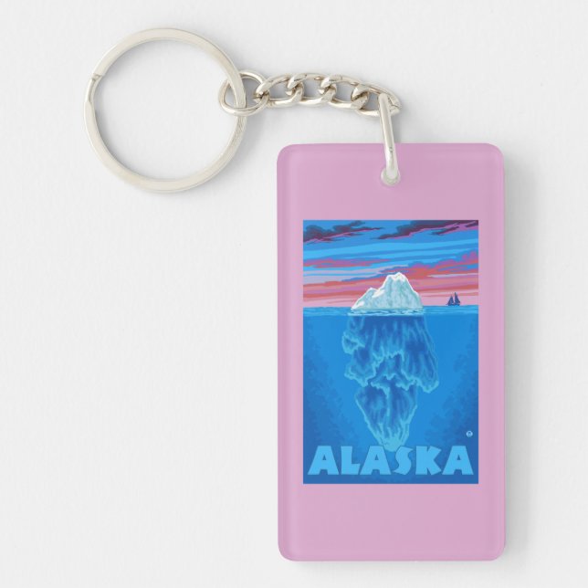 AlaskaIceberg Vintage Travel Poster Key Ring (Front)