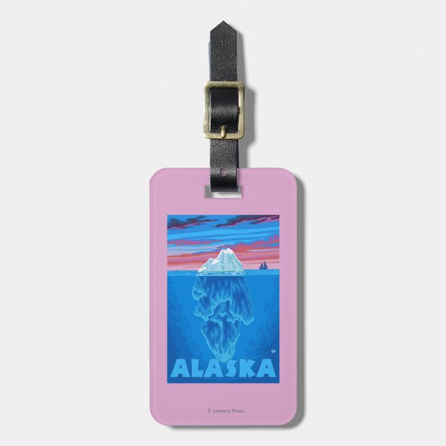 AlaskaIceberg Vintage Travel Poster Luggage Tag (Front Vertical)