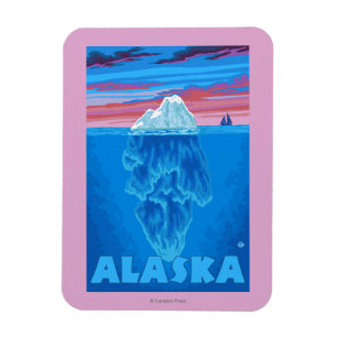 AlaskaIceberg Vintage Travel Poster Magnet