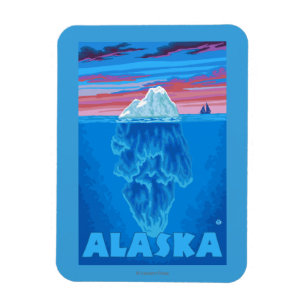 AlaskaIceberg Vintage Travel Poster Magnet