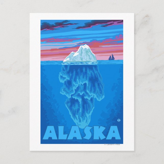 AlaskaIceberg Vintage Travel Poster Postcard (Front)