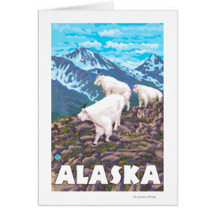 AlaskaMountain Goats Vintage Travel Poster