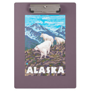 AlaskaMountain Goats Vintage Travel Poster Clipboard