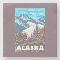 AlaskaMountain Goats Vintage Travel Poster