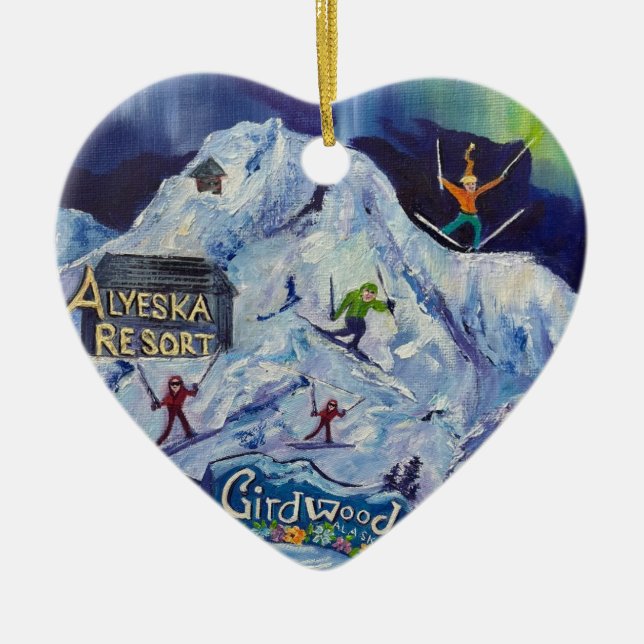 Alaskan Alyeska/Girdwood ceramic ornament (Front)